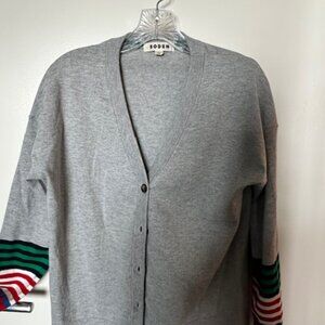 Boden rugby sleeve striped cardigan sweater